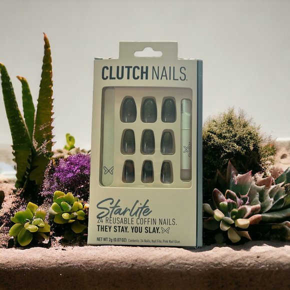 Clutch Nails Starlite Press On Nails 24 Reusable Coffin Long NEW - Picture 1 of 4